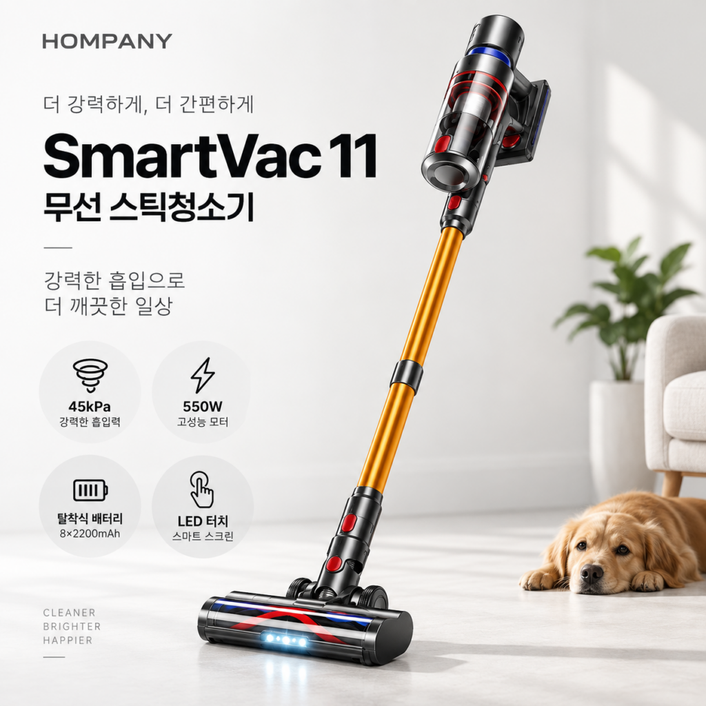 무선청소기 재고정리 가벼운 강력흡입 반려동물 털 /무선 카펫 45Kpa 550W LED 터치 차이슨 탈착식 배터리 스마트 터치 스크린 8*2200mAh 제품 이미지
